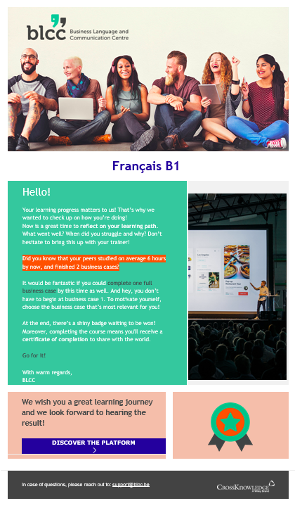 Motivation e-mail from platform